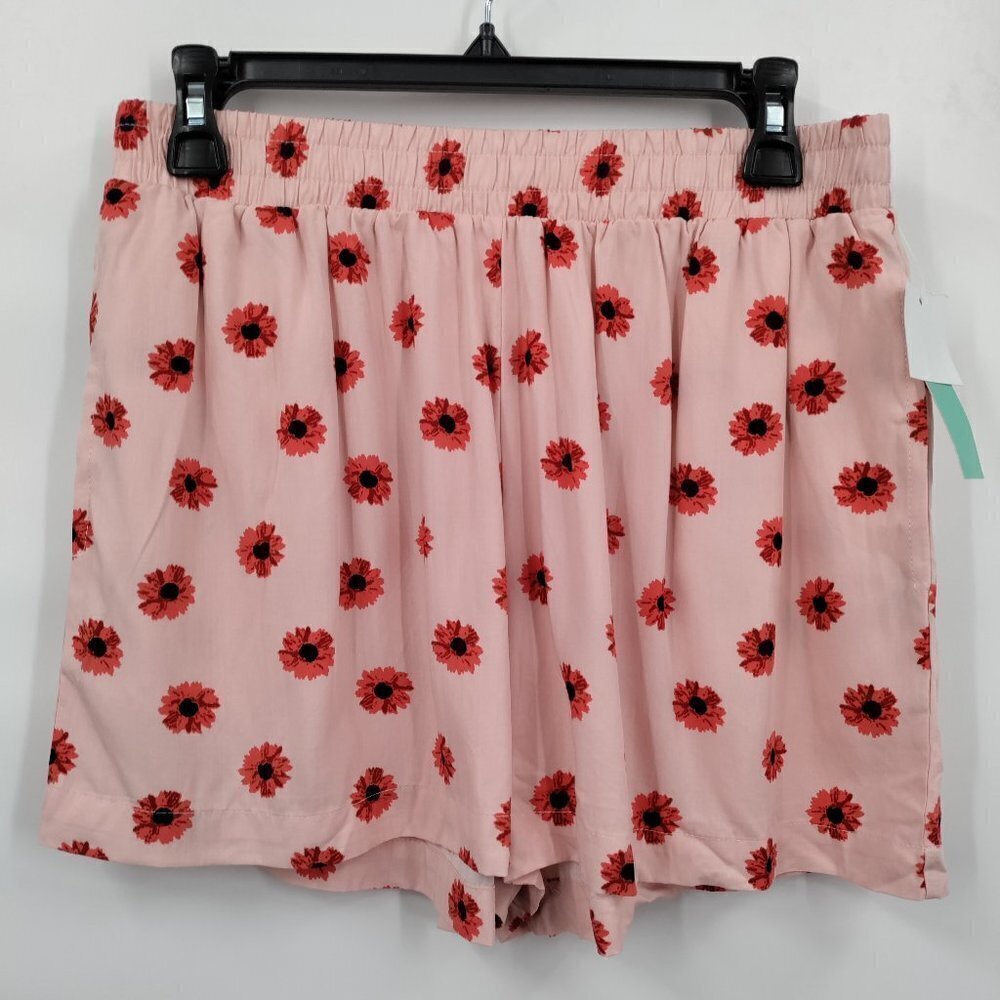 New Abound High Waist Floral Daisy Dots Flowy Stretch Shorts Small Medium Pink